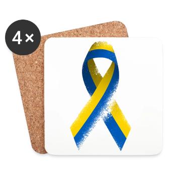 Ukraine Schleife Frieden Flagge - Untersetzer (4er-Set) - Weiß - Vorne