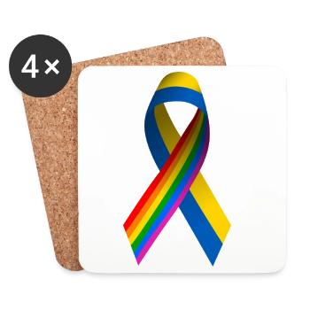 Ukrainian bow with rainbow flag - Coasters (set of 4) - white - Front