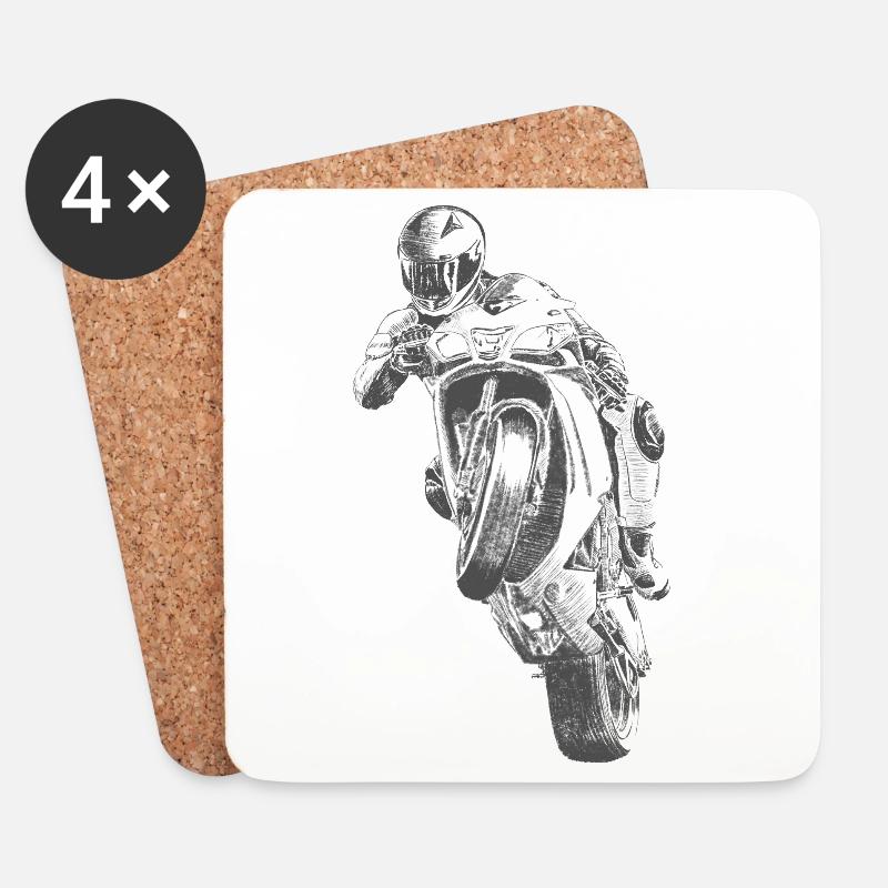 Motorrad - Untersetzer (4er-Set) - Weiß