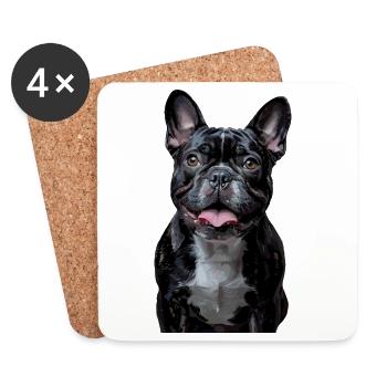 Französische Bulldogge Illustration Für Hundefans - Untersetzer (4er-Set) - Weiß - Vorne