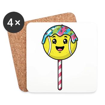 Funny Tennis Food Cartoon Tennis - Coasters (set of 4) - white - Front