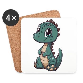 Dinosaurier - Untersetzer (4er-Set) - Weiß - Vorne