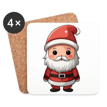 Chibi Père Noël Cheer Illustration - Dessous de verre (lot de 4) - blanc - Devant