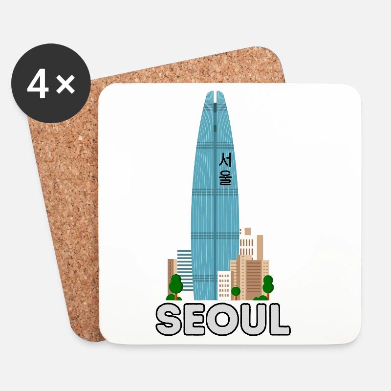 SEOUL Skyline – Modernes City Design - Untersetzer (4er-Set) - Weiß