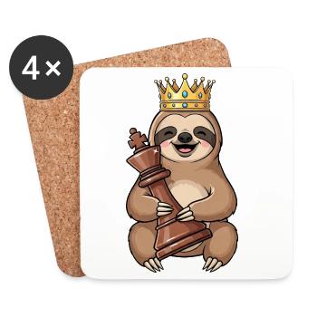 Funny Sloth Chess King Chess Shenanigans - Coasters (set of 4) - white - Front