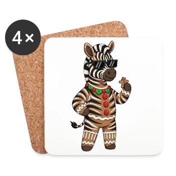 Cooler Lebkuchenmann Zebra Paarhufer Weihnachten - Untersetzer (4er-Set) - Weiß - Vorne