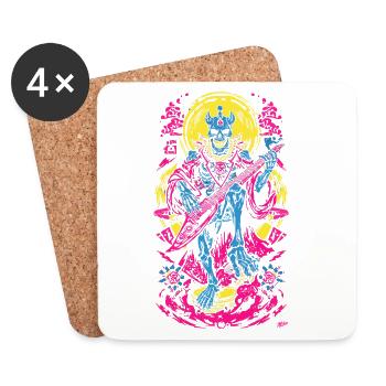 Neon Skeleton Guitariste - Dessous de verre (lot de 4) - blanc - Devant