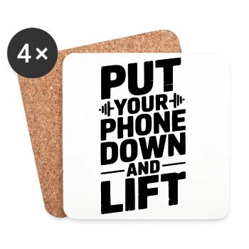 Posez votre téléphone et soulevez-le - Dessous de verre (lot de 4) - blanc - Devant
