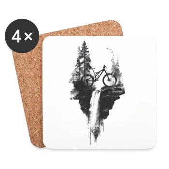 Mountainbike Waldlandschaft Waterfall Abenteuer - Untersetzer (4er-Set) - Weiß - Vorne