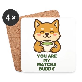 Matcha Buddy - Chien - Dessous de verre (lot de 4) - blanc - Devant