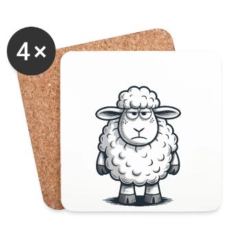 Basse-Autriche – Grumpy Sheep Humour Design - Dessous de verre (lot de 4) - blanc - Devant