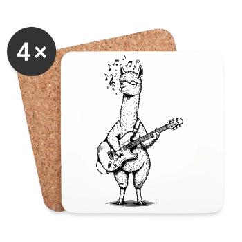 Gitarre spielen Alpaka Kunst - Untersetzer (4er-Set) - Weiß - Vorne