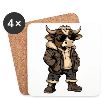 Vache Hiver Frais - Dessous de verre (lot de 4) - blanc - Devant