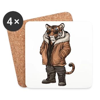 Tiger Cool Winter - Untersetzer (4er-Set) - Weiß - Vorne