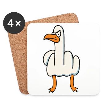 Mittelfinger Gans Sarkasmus - Untersetzer (4er-Set) - Weiß - Vorne