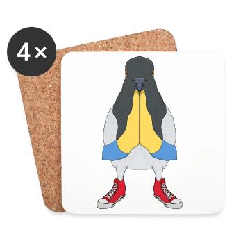 Praying Pigeon with Shoes - Coasters (set of 4) - white - Front
