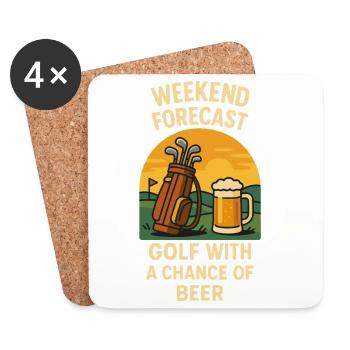Wochenendvorhersage Golf mit der Chance auf Bier - Untersetzer (4er-Set) - Weiß - Vorne