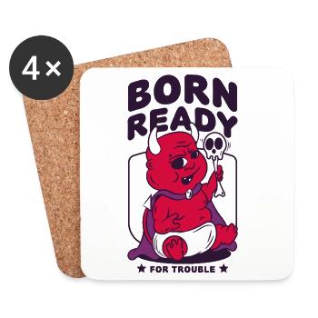 Born Ready for Trouble Baby Devil - Coasters (set of 4) - white - Front