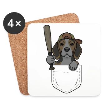 Beagle Pocket Baseball - Untersetzer (4er-Set) - Weiß - Vorne