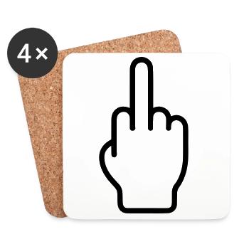 Mittelfinger Symbol Zeichen Hand - Untersetzer (4er-Set) - Weiß - Vorne