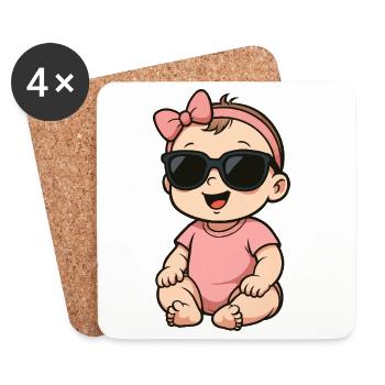 Bande dessinée Bébé Fille - Dessous de verre (lot de 4) - blanc - Devant