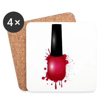 Red nail polish in graffiti style illustration - Coasters (set of 4) - white - Front