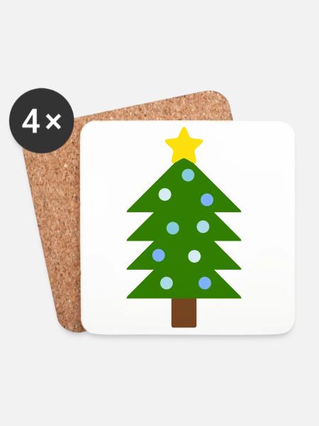 Festlicher Kiefern-Weihnachtsbaum - Untersetzer (4er-Set) - Weiß