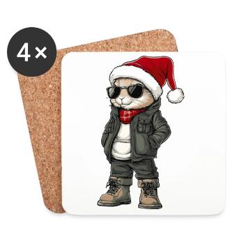 Hase Weihnachten Winter - Untersetzer (4er-Set) - Weiß - Vorne