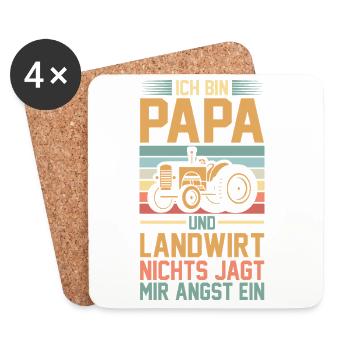 I'm a dad and a farmer Nothing scares me - Coasters (set of 4) - white - Front