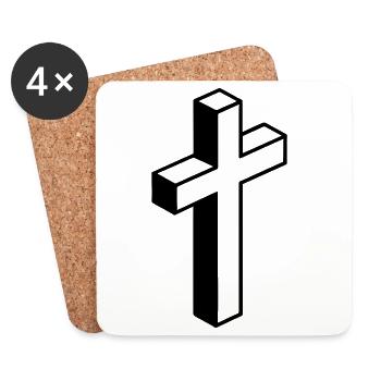 Symbole de la croix - Dessous de verre (lot de 4) - blanc - Devant