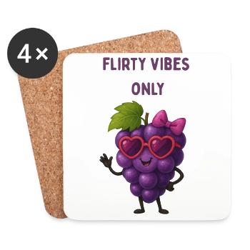 Graphique du raisin flirtant - Dessous de verre (lot de 4) - blanc - Devant