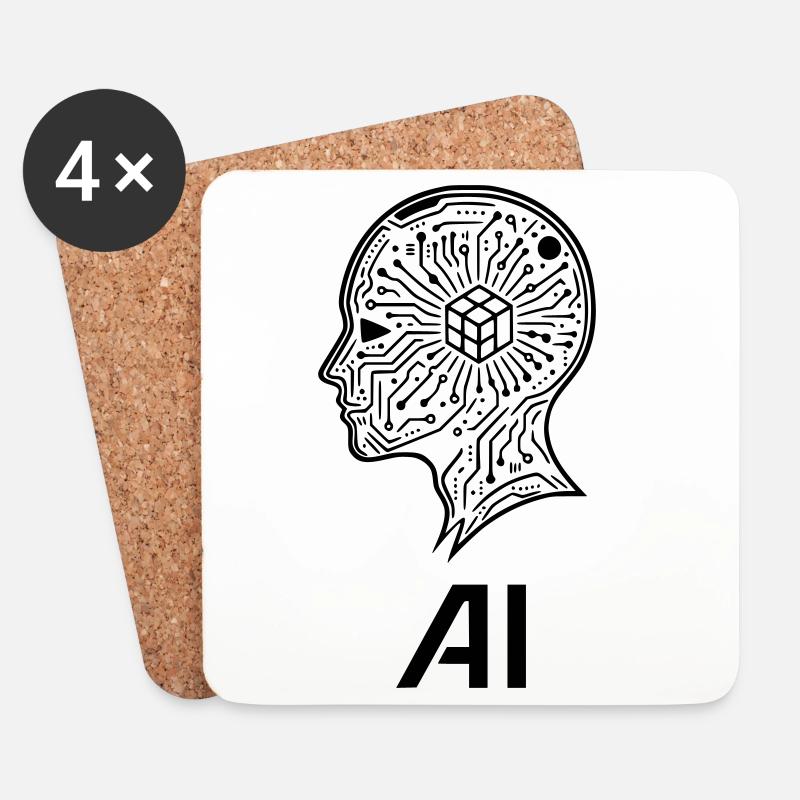 künstliche Intelligenz - Untersetzer (4er-Set) - Weiß