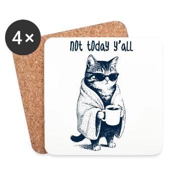 Chat fatigué - Pas aujourd’hui Les gars - Dessous de verre (lot de 4) - blanc - Devant