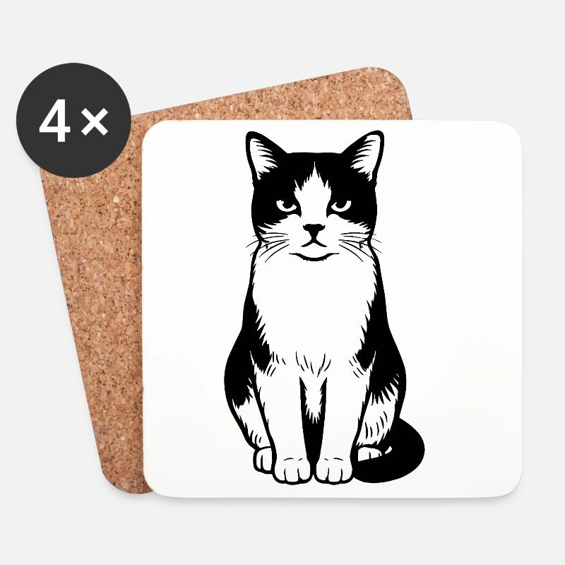 Cat - Untersetzer (4er-Set) - Weiß