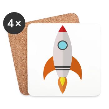Rocket space - Coasters (set of 4) - white - Front