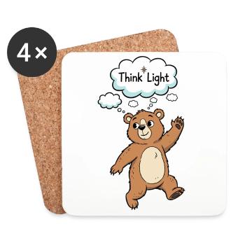 Think Light Bear Cartoon Motif - Coasters (set of 4) - white - Front