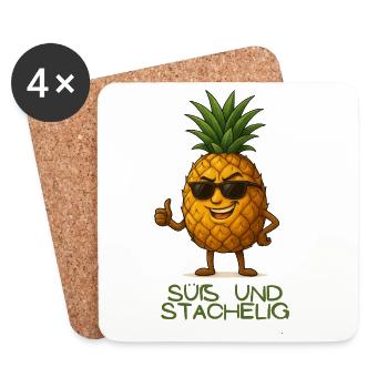 Ananas avec style : suspect et piquant - Dessous de verre (lot de 4) - blanc - Devant