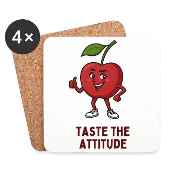 Apfel mit Attitüde Motiv - Untersetzer (4er-Set) - Weiß - Vorne