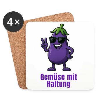 Légumes avec attitude – Aubergine violette - Dessous de verre (lot de 4) - blanc - Devant