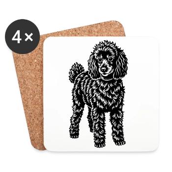 caniche - Dessous de verre (lot de 4) - blanc - Devant