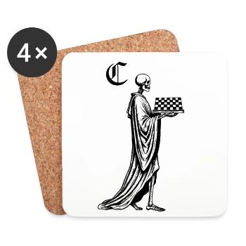squelette avec échiquier - Dessous de verre (lot de 4) - blanc - Devant