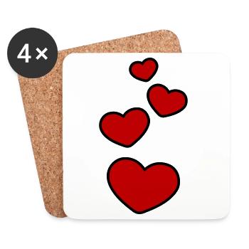 Herzen Symbol Liebe - Untersetzer (4er-Set) - Weiß - Vorne