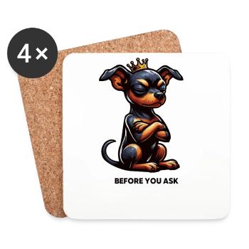 Avant de demander à un chien miniature pinscher pinscher - Dessous de verre (lot de 4) - blanc - Devant