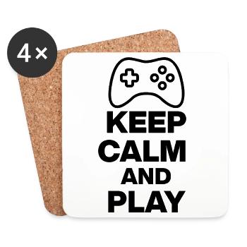 KEEP CALM AND PLAY! NERDLIFE ZOCKEN ONLINE - Untersetzer (4er-Set) - Weiß - Vorne