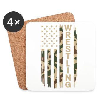 Wrestling USA Flagge Camo Patriot Design - Untersetzer (4er-Set) - Weiß - Vorne