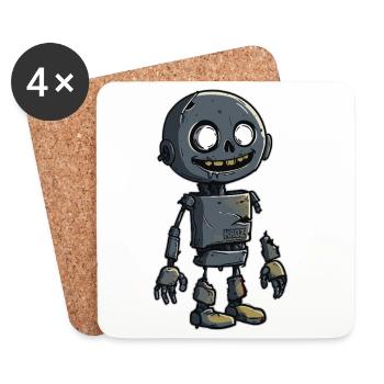 Petit robot zombie à scrap - Dessous de verre (lot de 4) - blanc - Devant