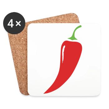 Légumes au piment rouge - Dessous de verre (lot de 4) - blanc - Devant