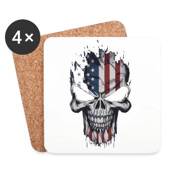 USA Totenkopf - Patriot Skull Design - Coasters (set of 4) - white - Front