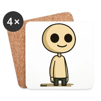 Personnage de dessin animé simple à tête ronde - Dessous de verre (lot de 4) - blanc - Devant