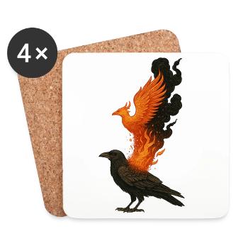 Corbeau Phénix Feu Renaissance Oiseau Mythe - Dessous de verre (lot de 4) - blanc - Devant